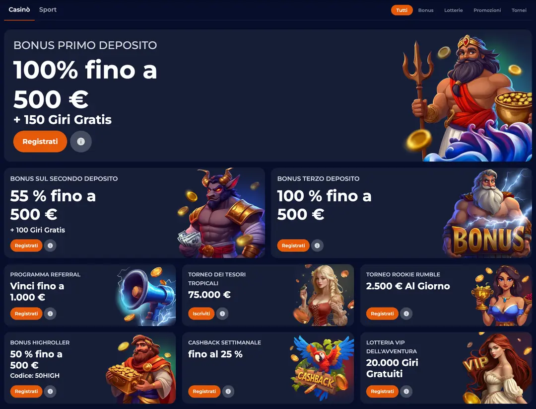 Bonus e Promozioni di Nine Casinò