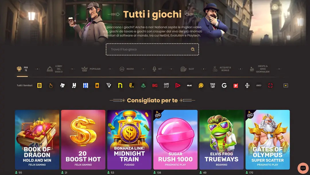 Varietà di Giochi Disponibili NationalCasino