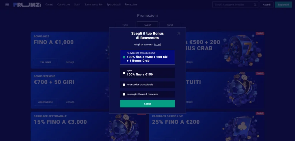 Frumzi Registrarsi